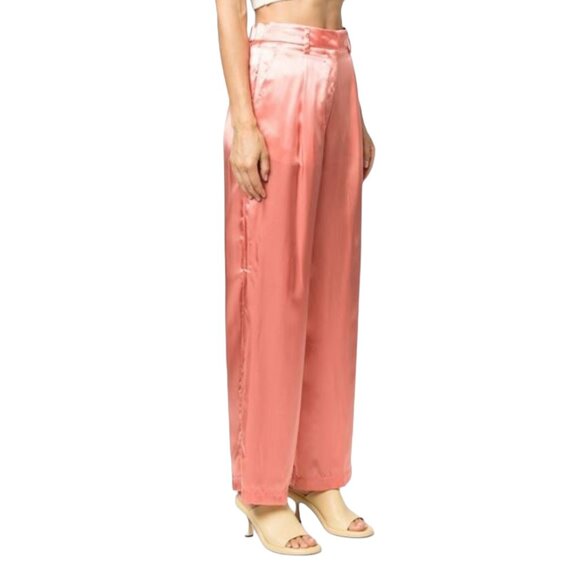 Forte Forte Satin-Finish Wide-Leg Trousers, Peach, Size 4 US, 40 IT - Picture 4 of 13
